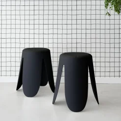 2er Set stapelbare Hocker, strukturierter Bouclébezug
