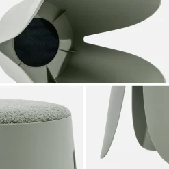 4er Set stapelbare Hocker, strukturierter Bouclébezug