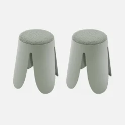 2er Set stapelbare Hocker, strukturierter Bouclébezug