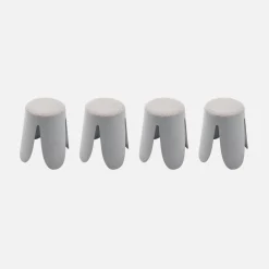 4er Set stapelbare Hocker, strukturierter Bouclébezug