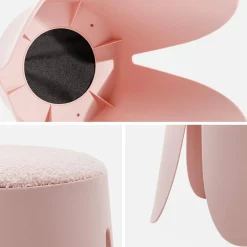 4er Set stapelbare Hocker, strukturierter Bouclébezug