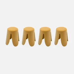 4er Set stapelbare Hocker, strukturierter Bouclébezug