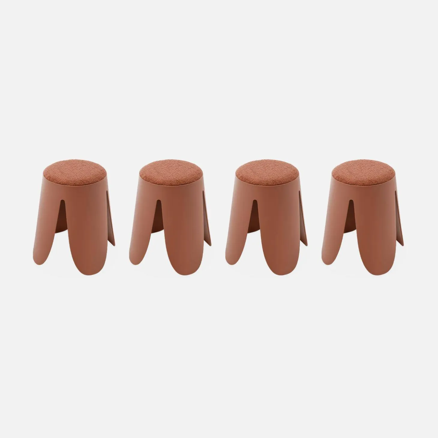4er Set stapelbare Hocker, strukturierter Bouclébezug