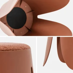 4er Set stapelbare Hocker, strukturierter Bouclébezug