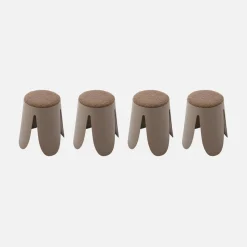 4er Set stapelbare Hocker, strukturierter Bouclébezug