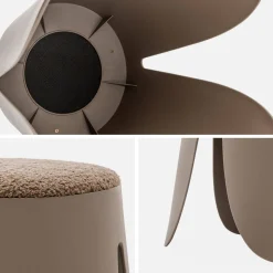 4er Set stapelbare Hocker, strukturierter Bouclébezug