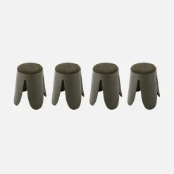 4er Set stapelbare Hocker, strukturierter Bouclébezug