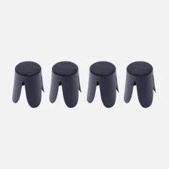 4er Set stapelbare Hocker, strukturierter Bouclébezug