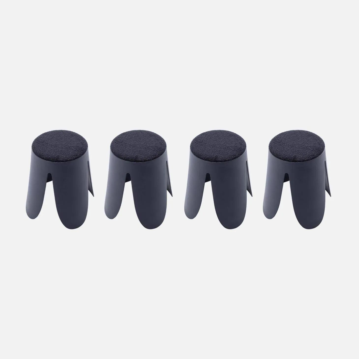 4er Set stapelbare Hocker, strukturierter Bouclébezug