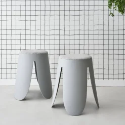 2er Set stapelbare Hocker, strukturierter Bouclébezug