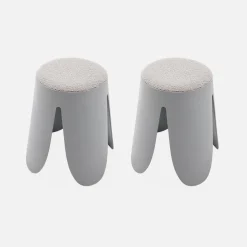 2er Set stapelbare Hocker, strukturierter Bouclébezug