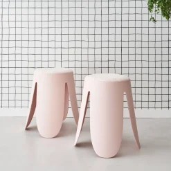 2er Set stapelbare Hocker, strukturierter Bouclébezug