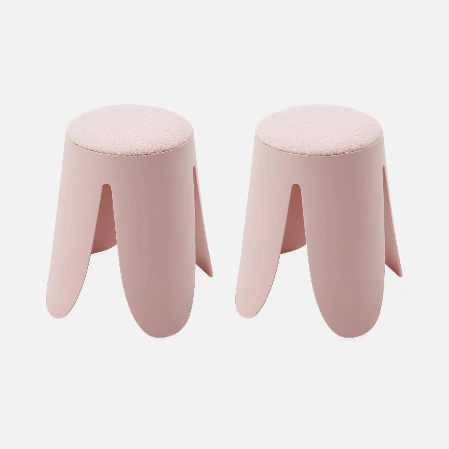 2er Set stapelbare Hocker, strukturierter Bouclébezug