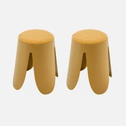 2er Set stapelbare Hocker, strukturierter Bouclébezug