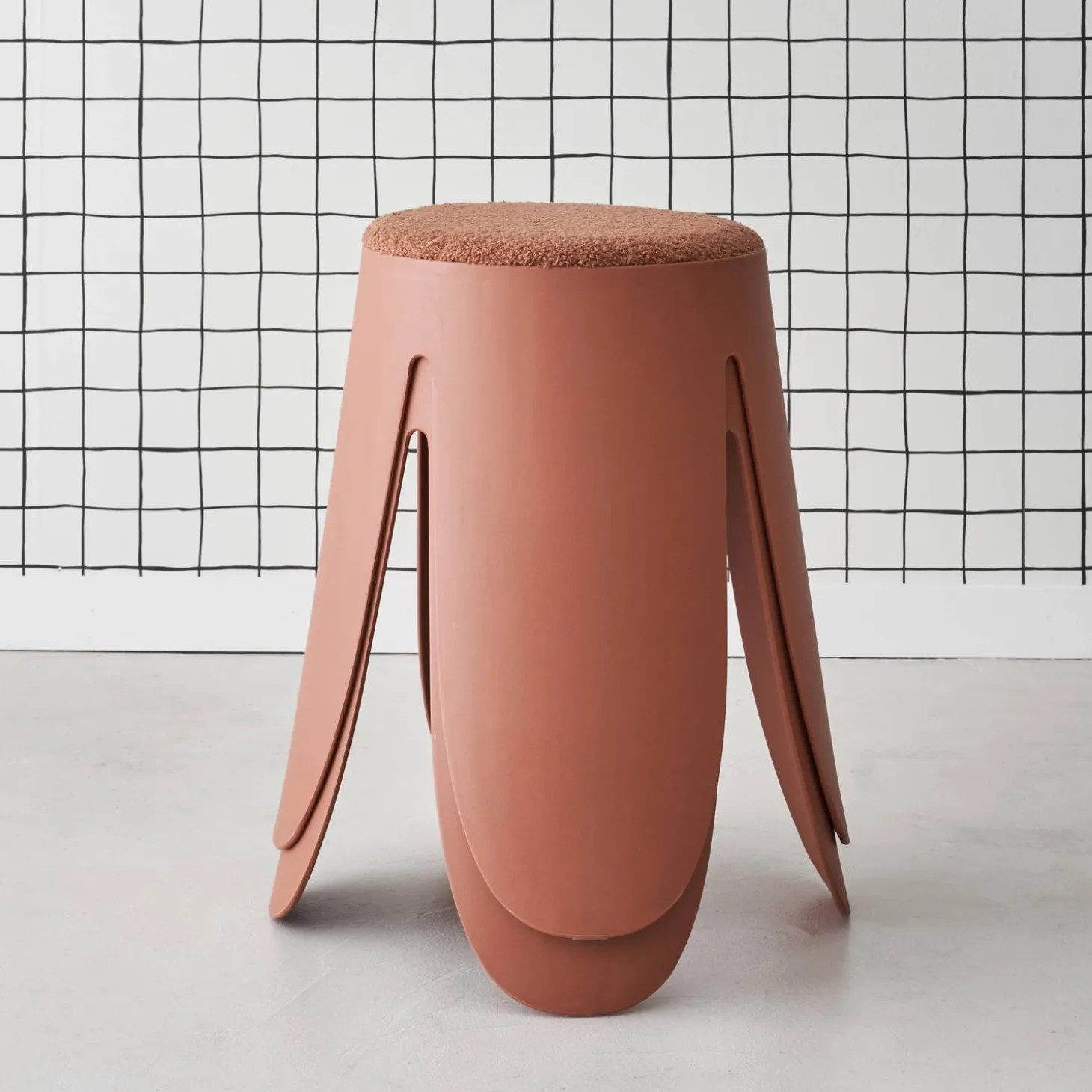 2er Set stapelbare Hocker, strukturierter Bouclébezug