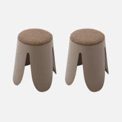 2er Set stapelbare Hocker, strukturierter Bouclébezug