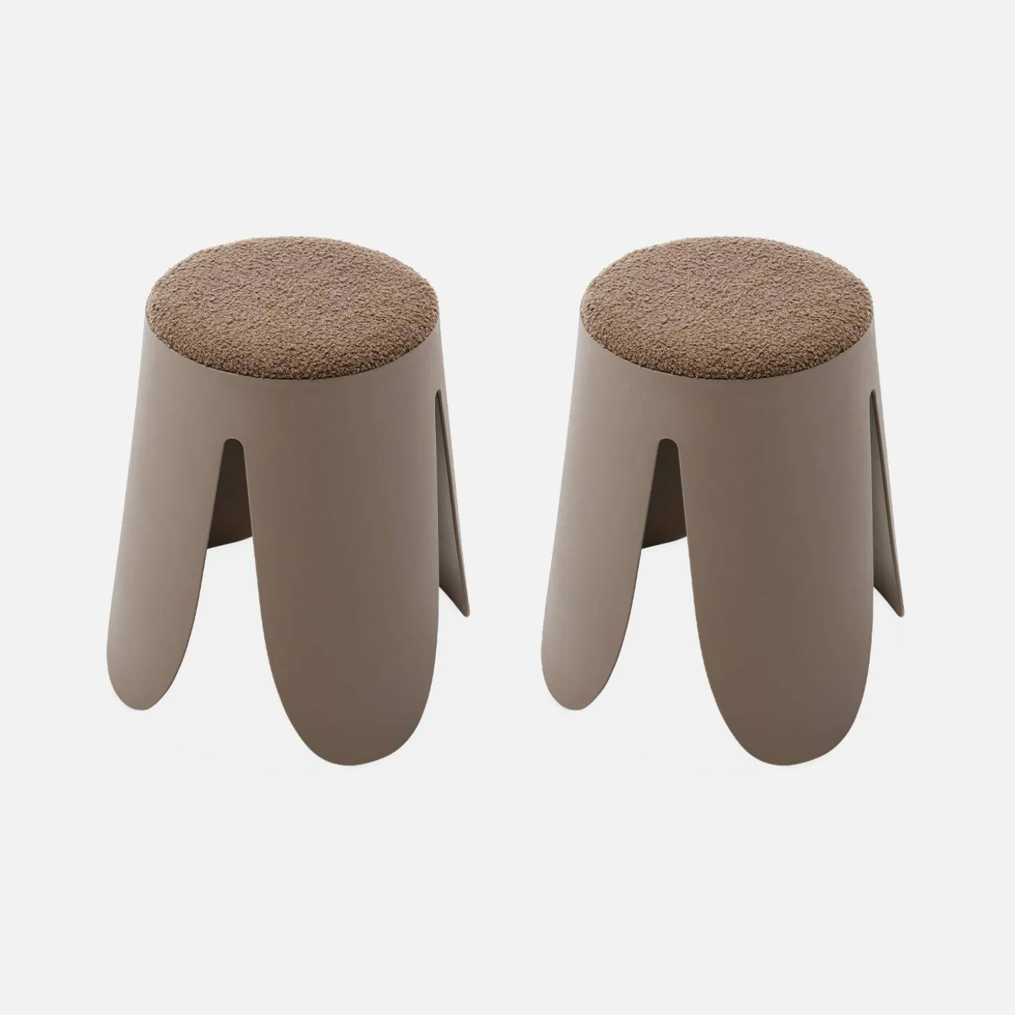 2er Set stapelbare Hocker, strukturierter Bouclébezug
