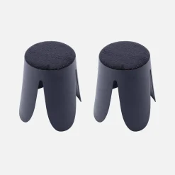 2er Set stapelbare Hocker, strukturierter Bouclébezug