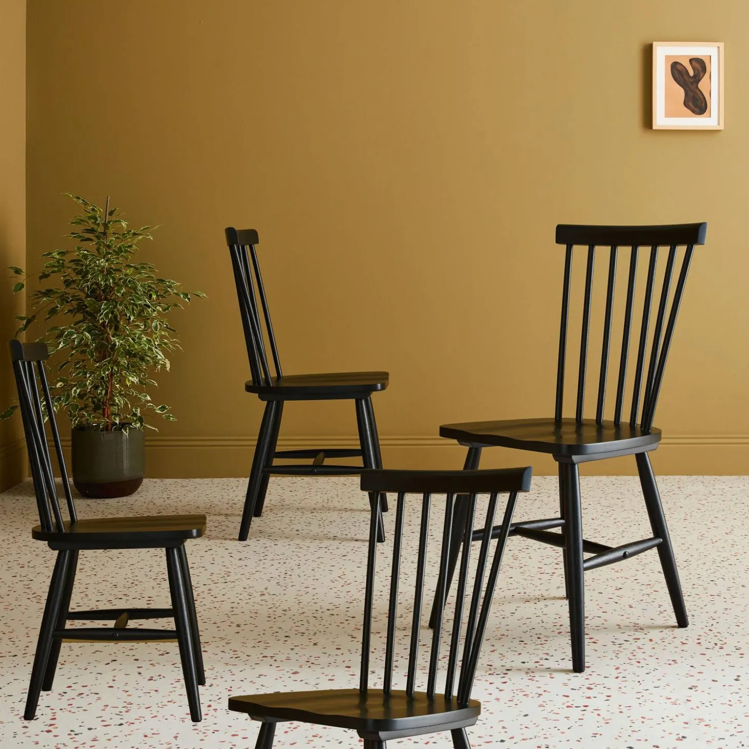 4er-Set Stühle aus Hevea-Holz