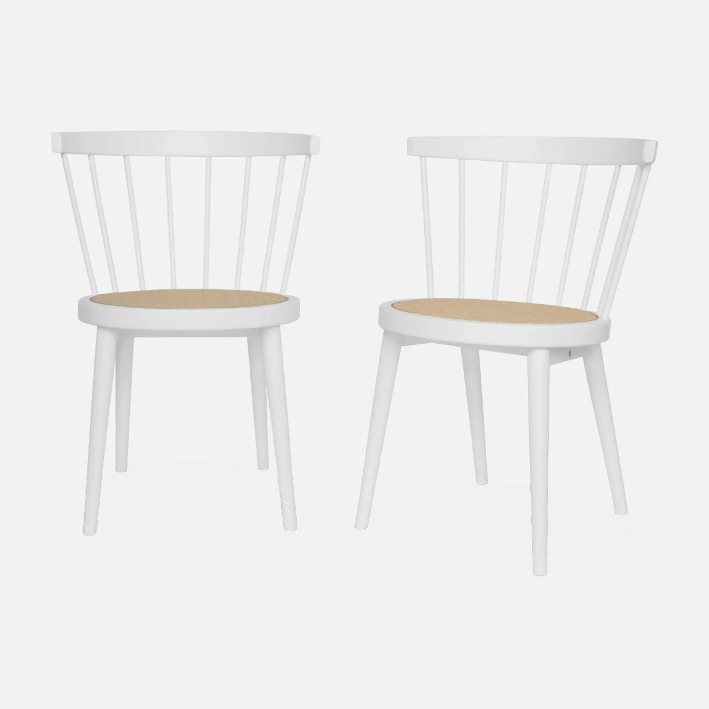 2er-Set Stühle aus Holz und Rohrgeflecht