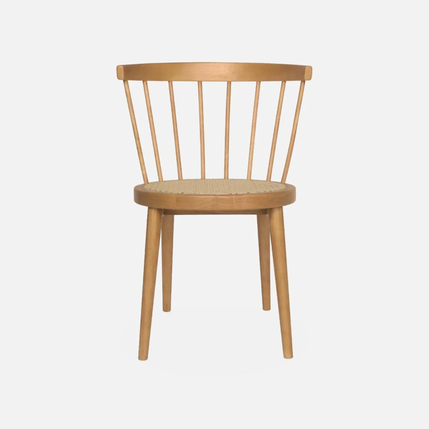 2er-Set Stühle aus Holz und Rohrgeflecht