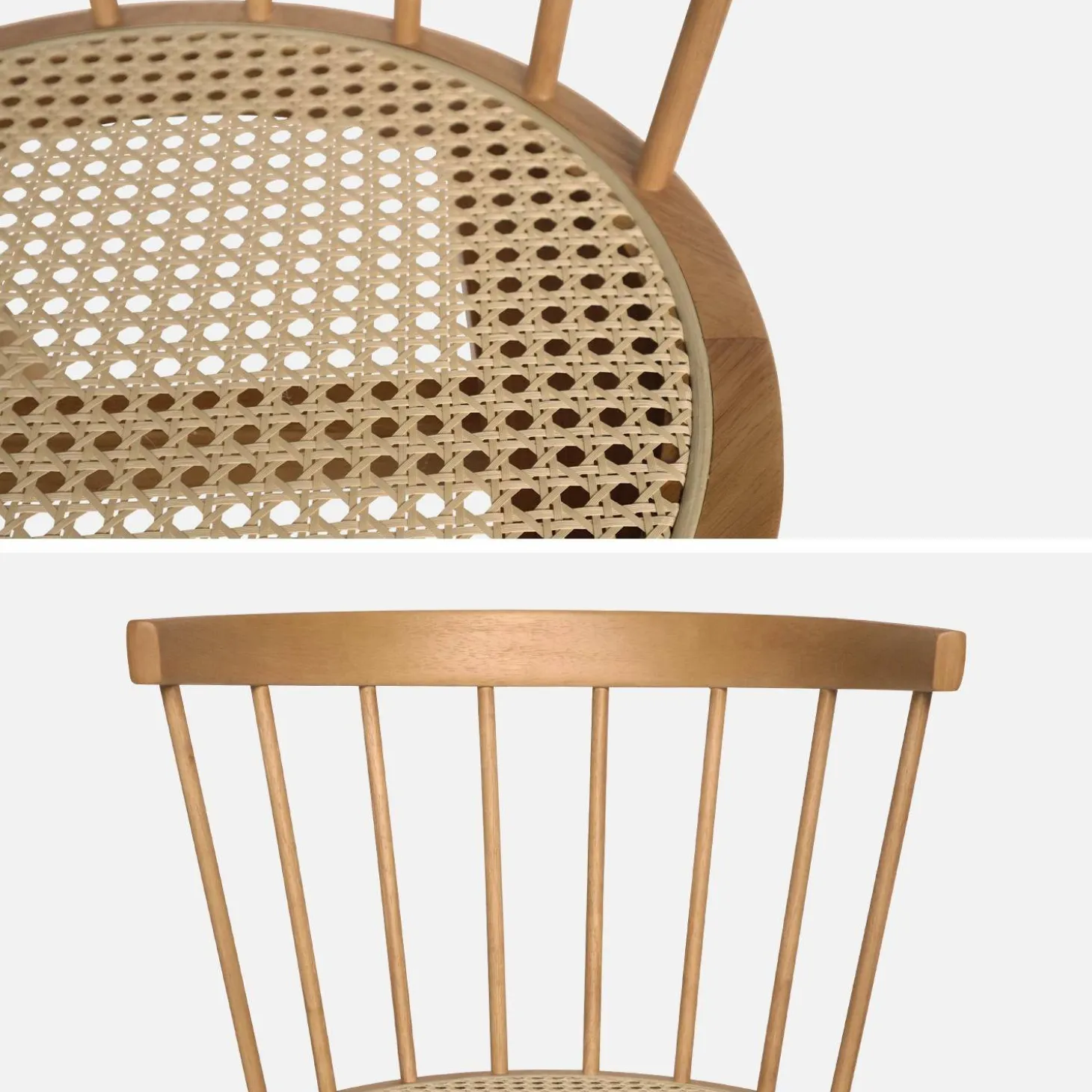 2er-Set Stühle aus Holz und Rohrgeflecht