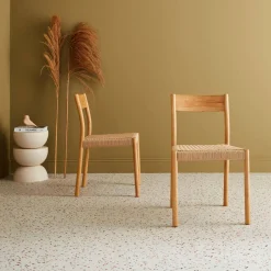 2er-Set Stühle aus Holz und Seilgeflecht