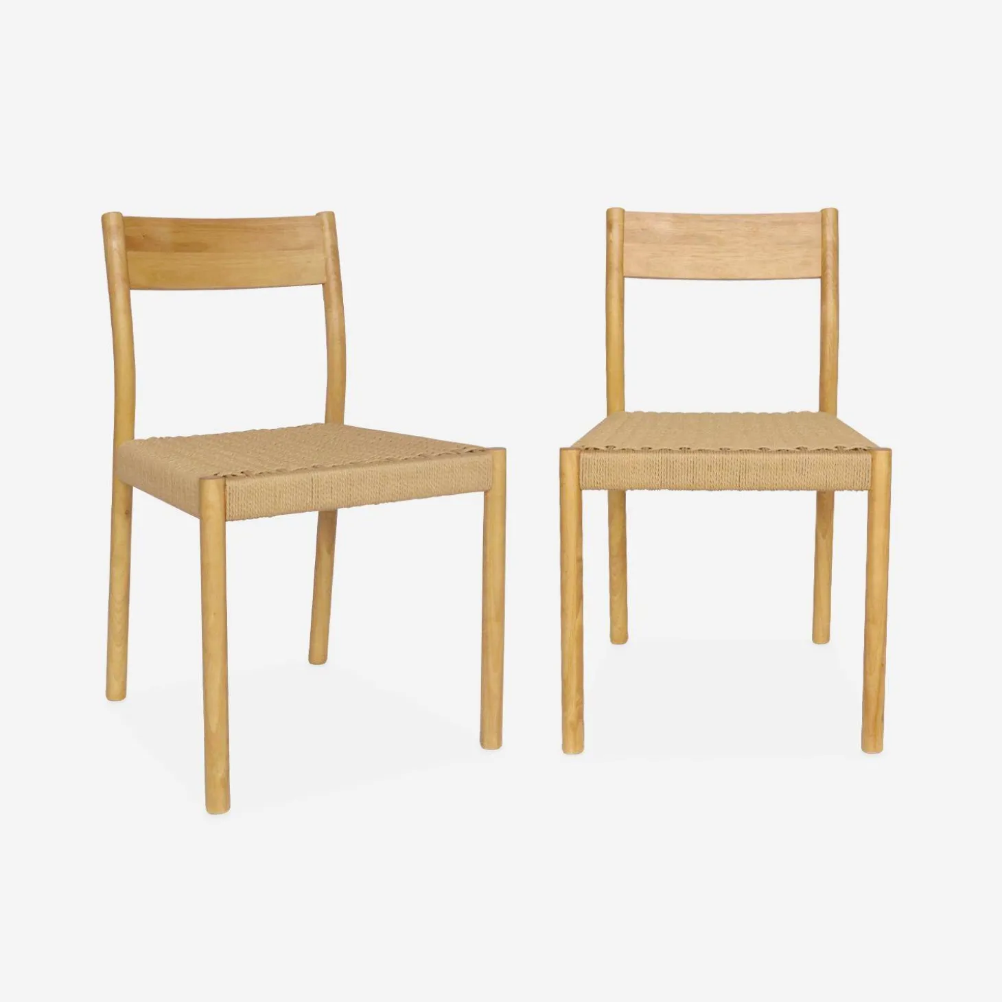 2er-Set Stühle aus Holz und Seilgeflecht