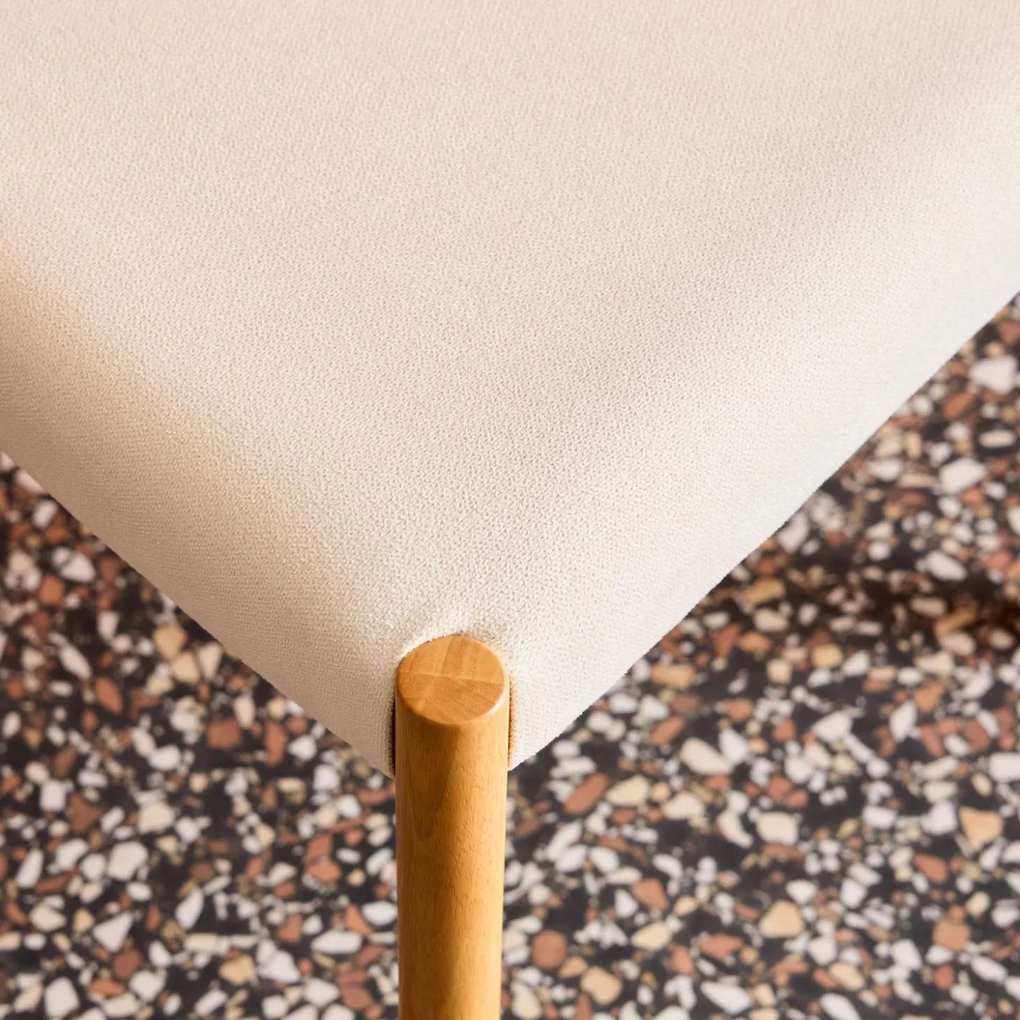 2er-Set Stühle im Bohème-Stil aus Hevea-Holz und Stoff