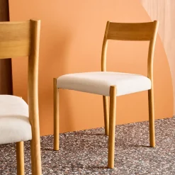 2er-Set Stühle im Bohème-Stil aus Hevea-Holz und Stoff