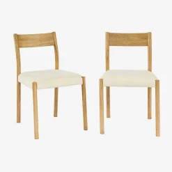 2er-Set Stühle im Bohème-Stil aus Hevea-Holz und Stoff