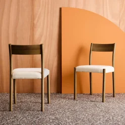 2er-Set Stühle im Bohème-Stil aus Hevea-Holz und Stoff