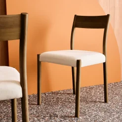 2er-Set Stühle im Bohème-Stil aus Hevea-Holz und Stoff