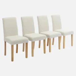 4er-Set Stühle mit Bouclé-Bezug und Holzbeinen