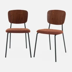 2er-Set Stühle mit strukturiertem Bouclé-Sitz