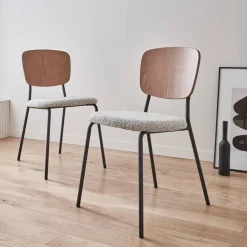 2er-Set Stühle mit strukturiertem Bouclé-Sitz