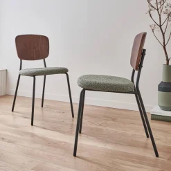 2er-Set Stühle mit strukturiertem Bouclé-Sitz