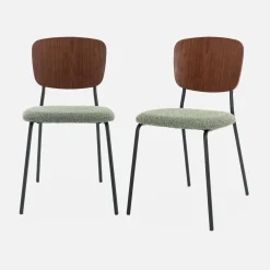 2er-Set Stühle mit strukturiertem Bouclé-Sitz