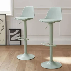 2er Set verstellbare Barhocker mit Sitzbezug aus Kunstleder