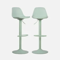 2er Set verstellbare Barhocker mit Sitzbezug aus Kunstleder