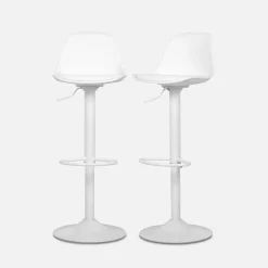 2er Set verstellbare Barhocker mit Sitzbezug aus Kunstleder