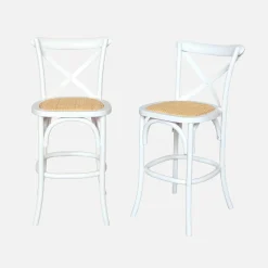2er-Set Vintage Bistro-Barhocker aus Holz H 105 cm