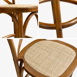 2er-Set Vintage Bistro-Barhocker aus Holz H 105 cm
