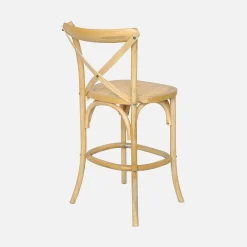 2er-Set Vintage Bistro-Barhocker aus Holz H 105 cm