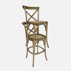 2er-Set Vintage Bistro-Barhocker aus Holz H 105 cm