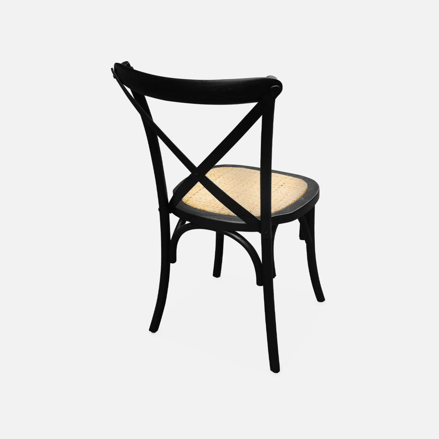 4er-Set Vintage Bistro-Stühle aus Holz mit Rattan