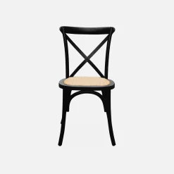 4er-Set Vintage Bistro-Stühle aus Holz mit Rattan