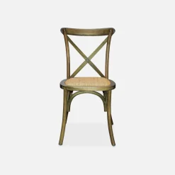 4er-Set Vintage Bistro-Stühle aus Holz mit Rattan