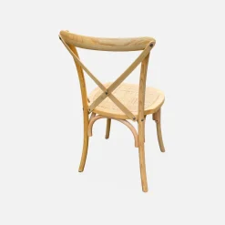 4er-Set Vintage Bistro-Stühle aus Holz mit Rattan