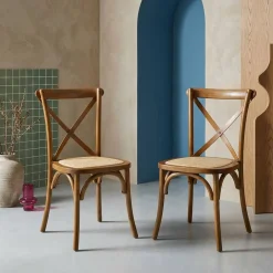 2er-Set Vintage Bistrostuhl aus Holz